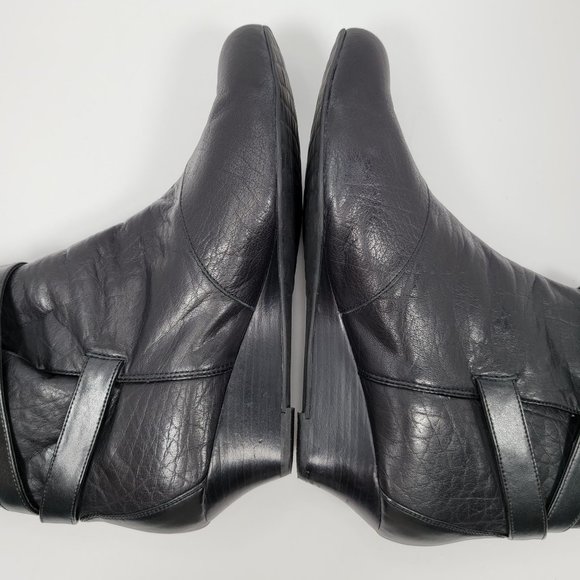 Rockport adiPrene By Adidas Women's Black Leather Wedge Boots US Size 8.5 - Picture 6 of 12